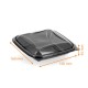 Caja de ensalada para llevar - Crudipack 16x16x4,5cm negro 370cc con tapa antivaho, paquete de 80