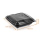 Caja de ensalada para llevar - Crudipack 16x16x5,5cm negro 500cc con tapa antivaho, paquete de 80
