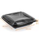 Caja de ensalada para llevar - Crudipack 19x19x5,5cm negro 750cc con tapa antivaho, paquete de 70