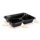 Vassoio CPET nero, 226x177x43 mm, 3 scomparti, scatola di 420