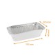 Bandeja de aluminio bordes rectos, 184x92x49mm, 670ml (BO670), paquete de 100