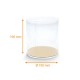 Transparente Tube für Schokolade, Dragees, Makronen aus RPET, ø 100mm, ht 100mm + Deckel, Hintergrund Schwarz/Gold, Karton mit 40 Stück