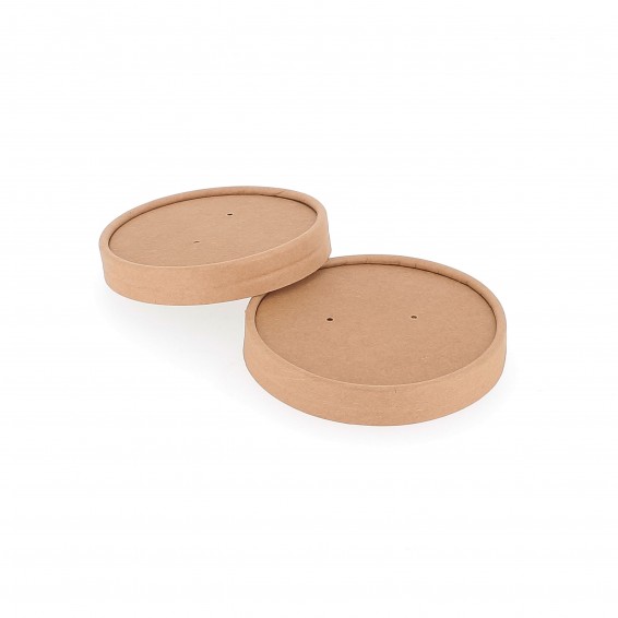 Couvercle pour pot a soupe, glace en kraft brun