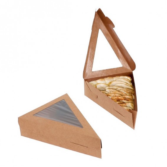 Dreieckige Schachtel mit Fenster aus Kraftpapier