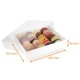 Caja de macarrones en cartón blanco + tapa PET, 195x155x45mm, entregado montado, para 24 piezas, caja de 43