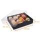 Caja de macarrones base de cartón negro mate + tapa de PET, 195x155x45mm, 24 unidades, caja de 43
