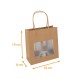 Bolsa kraft con asas de cuerda kraft crudo con ventana, 18+8x19cm, paquete de 12