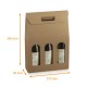 Scatola per bottiglie di vino con maniglie e finestra, in kraft grezzo, 270x90x385 mm, per 3 bottiglie, scatola da 30