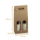 Scatola per bottiglie di vino con maniglie e finestra, in kraft grezzo, 180x90x385 mm, per 2 bottiglie, scatola da 30