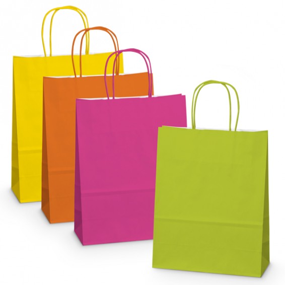 Bolsa kraft con asa de cuerda de color