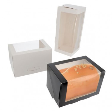 Caja de troncos negra con ventana