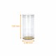 Tubo transparente para bombones, almendras garrapiñadas y macarrones en RPET, ø 80mm, altura 130mm + tapa, Fondo negro/oro, caja de 50