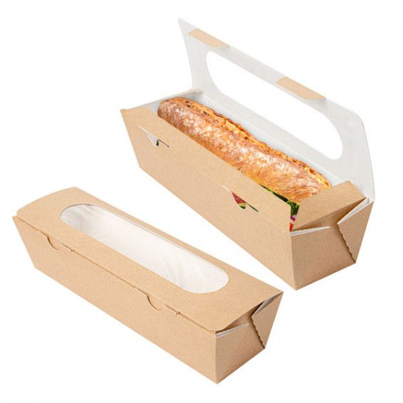 Boite sandwich baguette avec fenetre pas cher de votre fournisseur Packeos