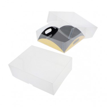 Caja transparente para bandeja ranurada