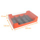 Caja de macarrones base de cartón negro/naranja + tapa de PET, 200x130x45 mm, caja de 20