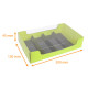 Caja de macarrones base de cartón negro/anís + tapa de PET, 200x130x45 mm, caja de 20
