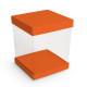 Deckel, Boden und Sockel für Klarsichtboxen Karton mit 50 Stück, 12x12cm, Farbe 'Orange'.