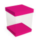 Deckel, Boden und Sockel für Klarsichtboxen Karton mit 50 Stück, 12x12cm, Farbe 'Fuschia'.