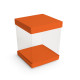 Deckel, Boden und Sockel für Klarsichtboxen Karton mit 50 Stück, 10x10cm, Farbe 'Orange'.