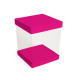 Deckel, Boden und Sockel für Klarsichtboxen Karton mit 50 Stück, 10x10cm, Farbe 'Fuschia'.