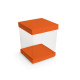 Deckel, Boden und Sockel für Klarsichtboxen Karton mit 50 Stück, 8x8cm, Farbe 'Orange'.