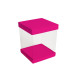 Deckel, Boden und Sockel für Klarsichtboxen Karton mit 50 Stück, 8x8cm, Farbe 'Fuschia'.