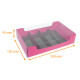 Caja de macarrones base de cartón negro/fucsia + tapa de PET, 200x130x45 mm, caja de 24
