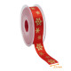 Ruban pour emballage cadeau satin simple face, 23mm x 25m, rouge, impression Flocons, à l'unité