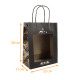 Bolsa con asa de cordel navideño Corben Black" con ventana, 22+11x28cm, caja de 168