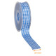 Ruban pour emballage cadeau polyester, 25mm x 25m, Carreaux Vichy Bleu Foncé, à l'unité
