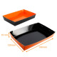 Barquette petits-fours Noir/Orange, 190x120x35mm, n°3, bords festonnés, paquet de 50