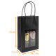 Sac kraft poignées ficelles noir intense avec fenêtre, 14.7+7.5x25cm, paquet de 20