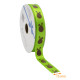 Ruban pour emballage cadeau satin simple face, 15mm x 25m, vert avec impression "Oeuf de Lapin", à l'unité