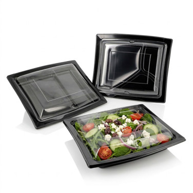 Piatto per sottaceti nero con coperchio in RPET