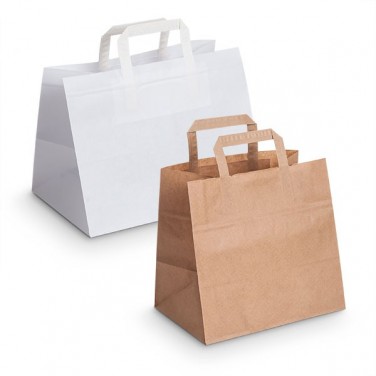 Bolsa kraft con asas planas