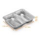 Platos de aluminio 227x178x40mm, 2 compartimentos, paquete de 100